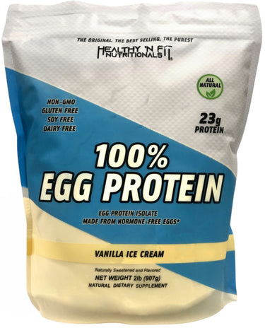 100% Egg Protein vanilla ice cream flavor in a 2 lbs (907 g) pouch.