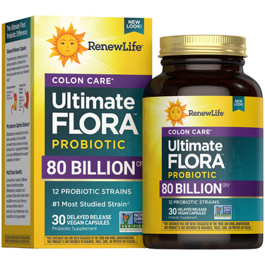 Ultimate Flora Colon Care Probiotic 80 Billion, 30 Delayed Release Vegan Caps