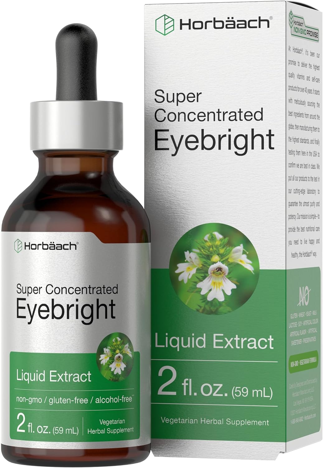 Eyebright Liquid Extract Alcohol Free, 2 fl oz (59 mL) Dropper Bottles