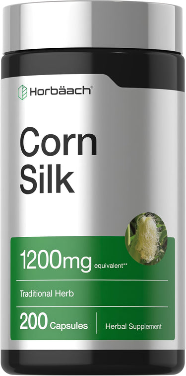 Corn Silk 1200 mg herbal supplement with 200 capsules, offering traditional herb benefits.
