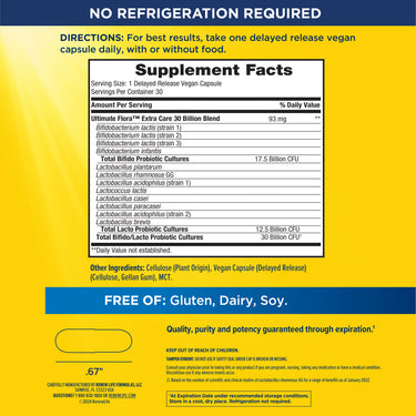 Ultimate Flora Extra Care Probiotic 30 Billion, 30 Delayed Release Vegan Caps