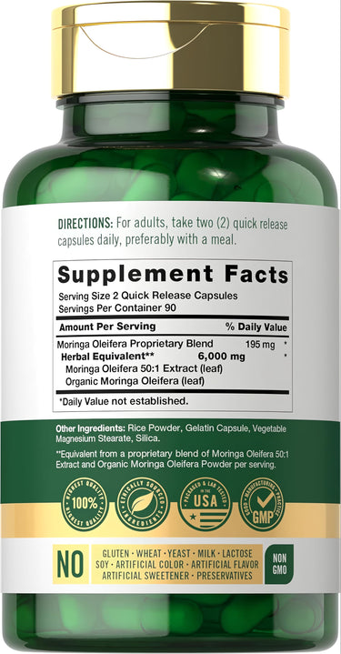 Moringa Oleifera, 6000 mg (per serving), 180 Quick Release Capsules