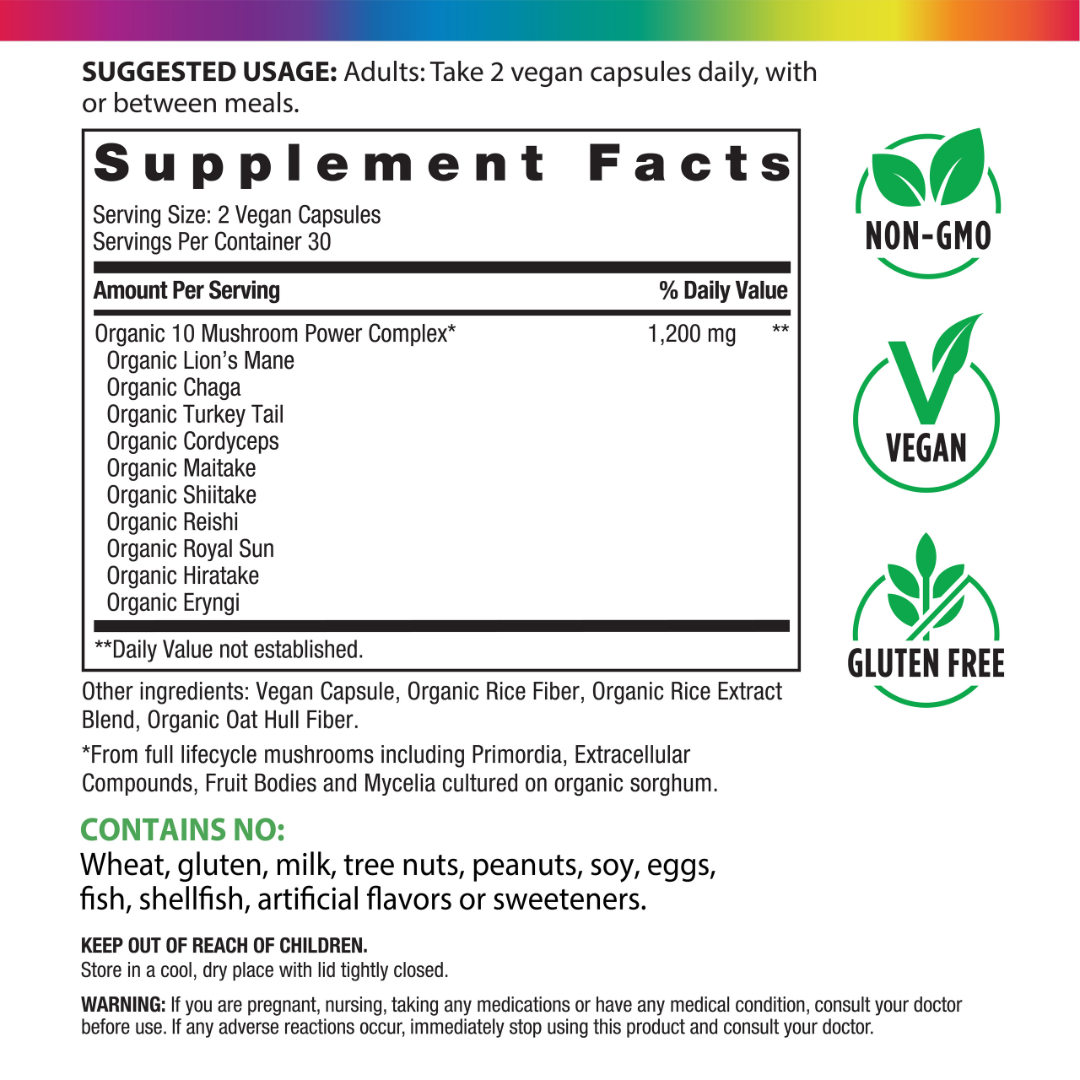 10 Mushroom Power Complex, 60 Vegan Capsules
