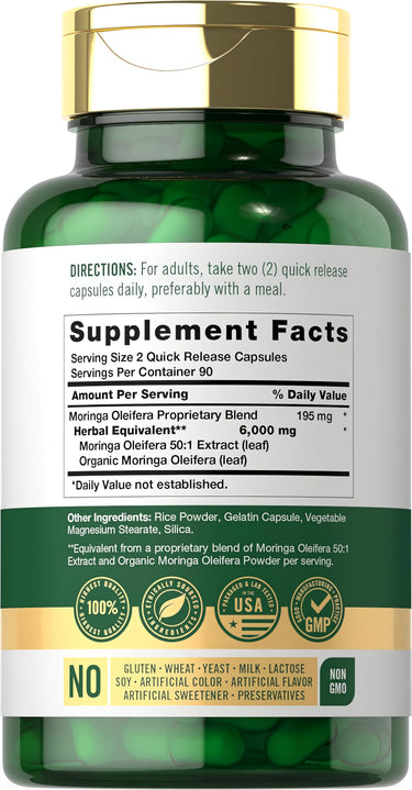 Moringa Oleifera, 6000 mg (per serving), 180 Quick Release Capsules
