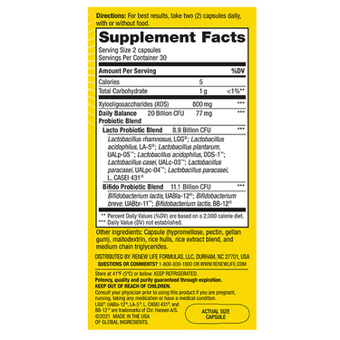 Daily Balance 2-in-1 Prebiotics & Probiotics, 60 Vegetarian Capsules