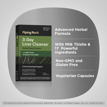 Product highlights graphic stating Advanced Herbal Formula, With Milk Thistle & 17 Powerful Ingredients, Non-GMO Gluten Free Vegetarian.