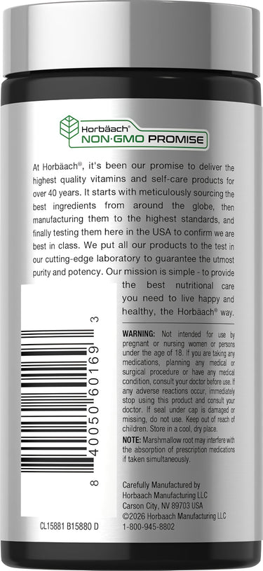 CL Marshmallow 2000 mg 120 Capsules bottle with a Horbäach NON-GMO PROMISE displayed on its label.