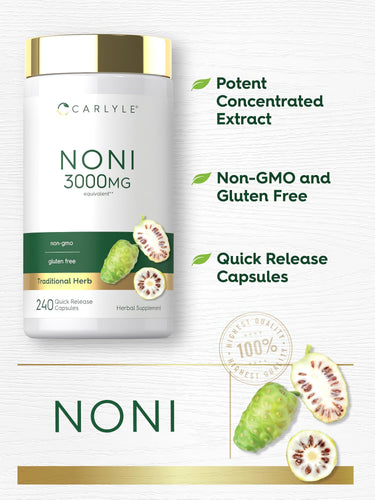Carlyle Noni 3000mg, 240 quick release capsules bottle.