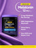 Product highlights graphic stating 12 mg Melatonin per serving, with Magnesium Glycinate, Mixed Berry flavor, non-GMO, gluten-free.