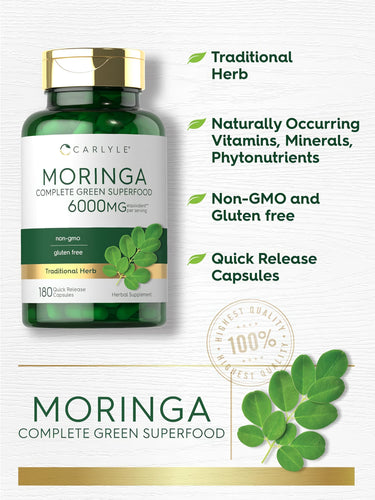 Moringa Oleifera, 6000 mg (per serving), 180 Quick Release Capsules