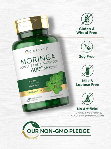 Moringa Oleifera, 6000 mg (per serving), 180 Quick Release Capsules