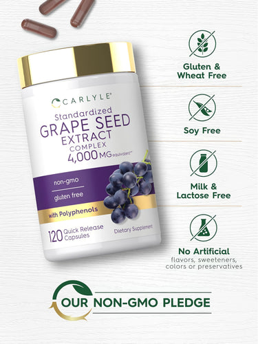 Grape Seed Extract Complex, 4000 mg (per serving), 120 Quick Release Capsules