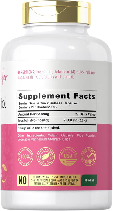 Myo-Inositol, 2600 mg (per serving), 180 Quick Release Capsules