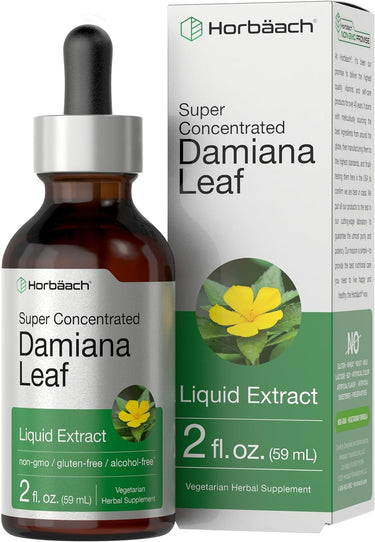 Damiana Leaf Liquid Extract Alcohol Free, 2 fl oz (59 mL) Dropper Bottle