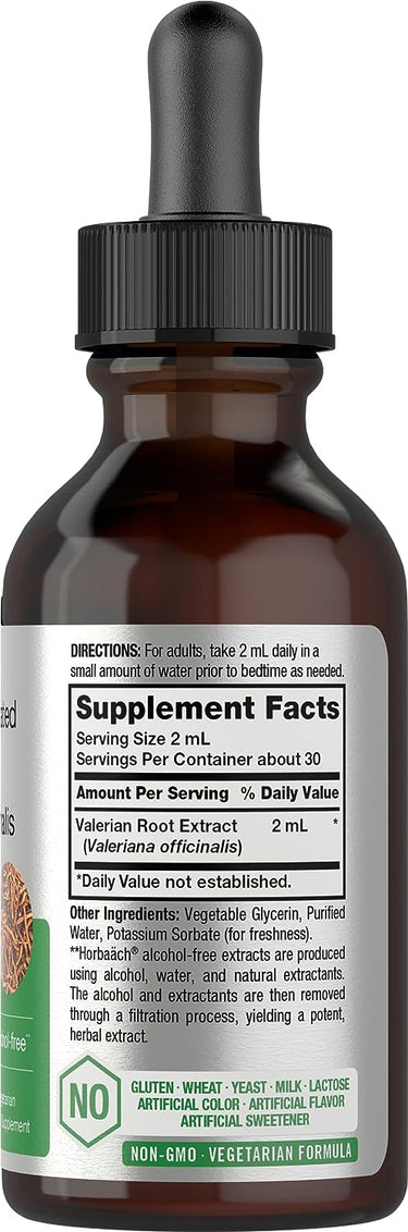 Valerian Root Liquid Extract Alcohol Free, 2 fl oz (59 mL) Dropper Bottle