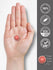 A single red, sugar-coated Magnesium gummy held in a hand, shown with a scale indicating it is three-fourths inch tall.