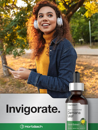 Damiana Leaf Liquid Extract Alcohol Free, 2 fl oz (59 mL) Dropper Bottle