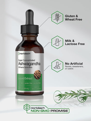 Ashwagandha Liquid Extract Alcohol Free, 2 fl oz (59 mL) Dropper Bottle