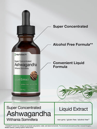 Ashwagandha Liquid Extract Alcohol Free, 2 fl oz (59 mL) Dropper Bottle