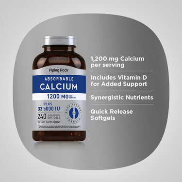 Absorbable Calcium 1200 mg Plus D3 5000 IU (per serving), 240 Quick Release Softgels