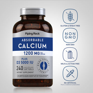 Absorbable Calcium 1200 mg Plus D3 5000 IU (per serving), 240 Quick Release Softgels