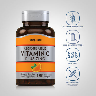 Absorbable Vitamin C Plus Zinc, 180 Quick Release Softgels