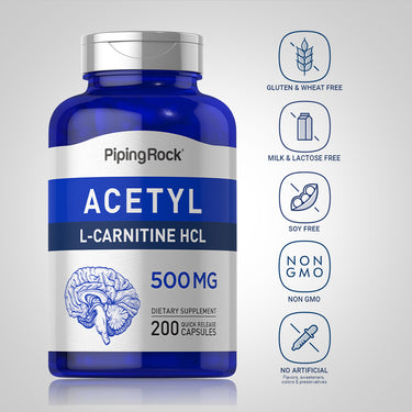 Acetyl L-Carnitine, 500 mg, 200 Quick Release Capsules