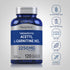 Acetyl L-Carnitine bottle with icons indicating gluten, wheat, milk, lactose, soy free, non-GMO, no artificial flavors, sweeteners, preservatives, colors.