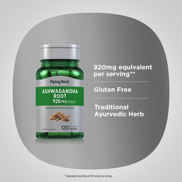 Ashwagandha Root (Withania somnifera), 920 mg (per serving), 120 Quick Release Capsules