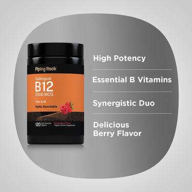 B12 2500 mcg + Folic Acid 400 mcg, 120 Fast Dissolve Tablets