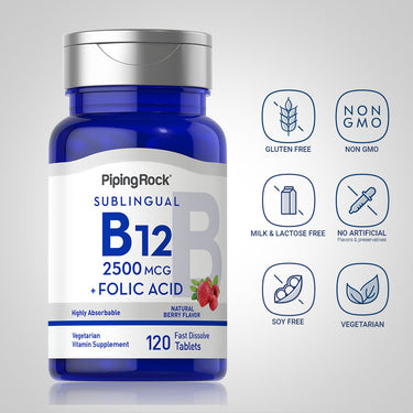 B12 2500 mcg + Folic Acid 400 mcg, 120 Fast Dissolve Tablets