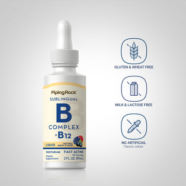 B-Complex Liquid Plus B-12 Sublingual, 1200 mcg, 2 fl oz (59 mL) Dropper Bottle
