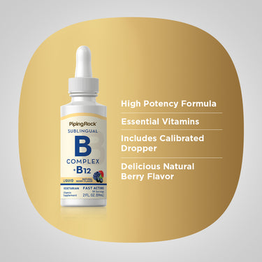 B-Complex Liquid Plus B-12 Sublingual, 1200 mcg, 2 fl oz (59 mL) Dropper Bottle