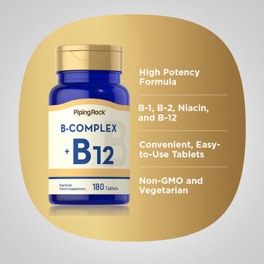B Complex Plus Vitamin B-12, 180 Tablets
