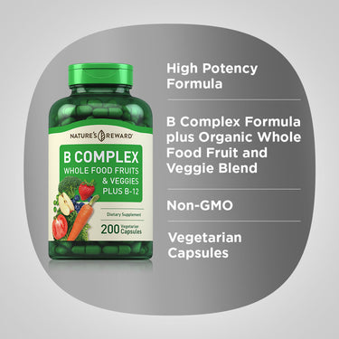 B Complex Whole Food Fruits & Veggies, 200 Vegetarian Capsules