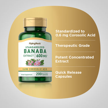Banaba Extract (0.6 mg Corosolic Acid), 600 mg, 200 Quick Release Capsules