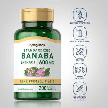 Banaba Extract (0.6 mg Corosolic Acid), 600 mg, 200 Quick Release Capsules