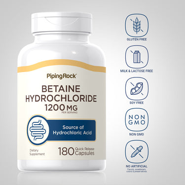 Betaine HCl, 1200 mg (per serving), 180 Quick Release Capsules