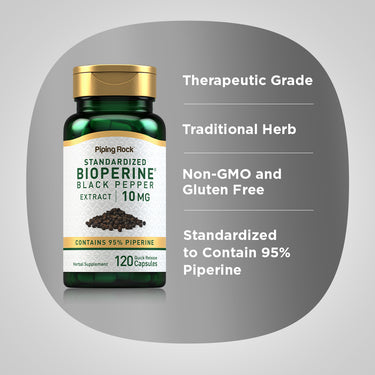 BioPerine Black Pepper Extract, 10 mg, 120 Quick Release Capsules