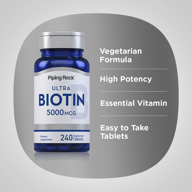 Product highlights graphic stating Vegetarian Formula, High Potency, Essential Vitamin, Easy to Take Tablets.