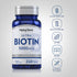 Biotin bottle with icons indicating Gluten & Wheat Free, Milk & Lactose Free, Soy Free, Non-GMO, No Artificial Flavors/Colors/Preservatives.