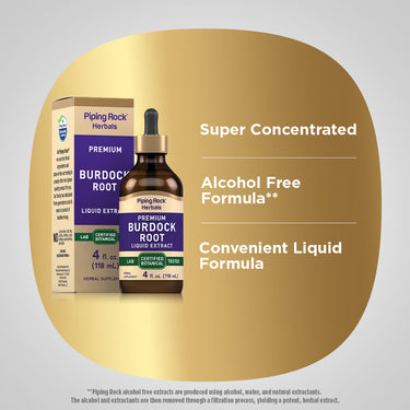 Burdock Root Liquid Extract Alcohol Free, 4 fl oz (118 mL) Dropper Bottle