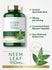 graphic stating Ancient Ayurvedic Herb, 950 mg per serving, Convenient Quick Release Capsules, Non-GMO and Gluten Free, Neem Leaf 950 mg.