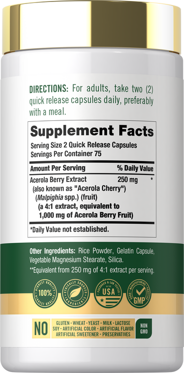 Carlyle Acerola Cherry 1000 mg, 150 quick-release capsules.