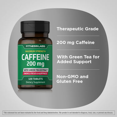Caffeine 200 mg with Green Tea Extract, 120 Tablets