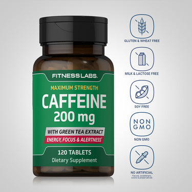 Caffeine 200 mg with Green Tea Extract, 120 Tablets