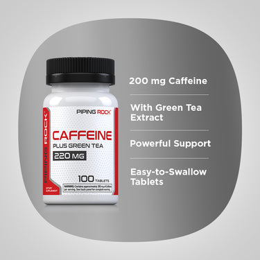 Caffeine Plus Green Tea, 220 mg, 100 Tablets