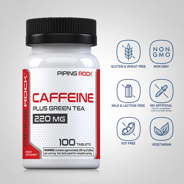 Caffeine Plus Green Tea, 220 mg, 100 Tablets