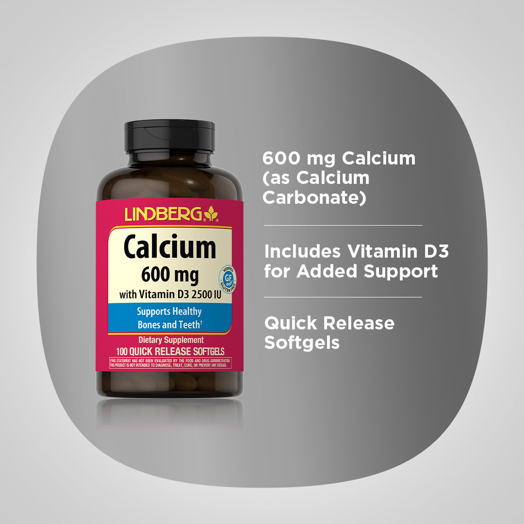 Calcium 600 mg with Vitamin D3 2500 IU, 100 Quick Release Softgels