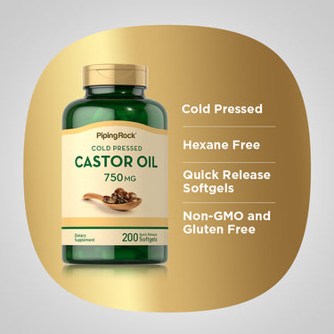 Castor Oil (Cold Pressed), 750 mg, 200 Quick Release Softgels